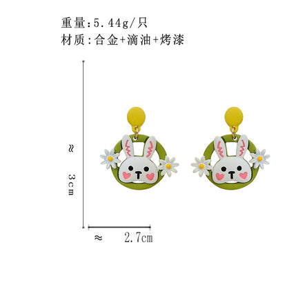 BA7068原創設計森林系清新小皺菊兔子S925銀針耳釘2023.08.01