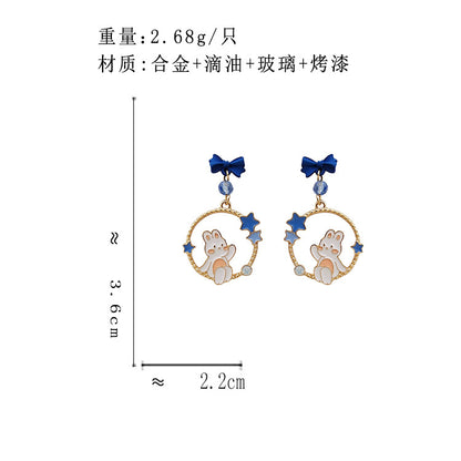 BK7173原創設計蝴蝶結可愛小兔子S925銀針耳釘2023.07.25