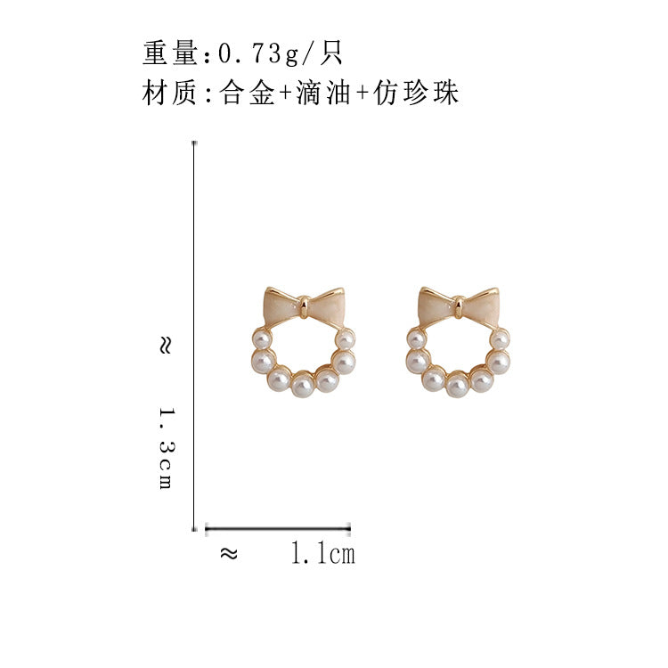 BM6131甜美可愛迷你蝴蝶結珍珠S925銀針耳釘2023.05.23