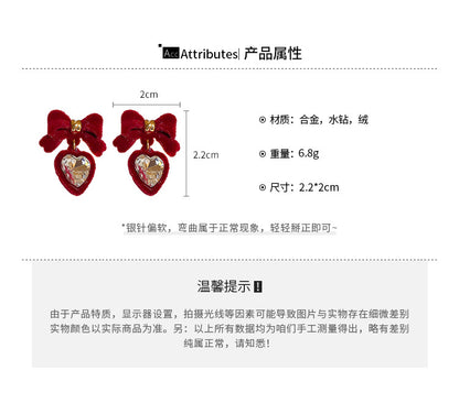 ED8114鑲鑽植絨蝴蝶結銀針耳環2023.12.15