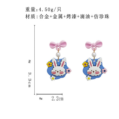 BM6894原創設計S925銀針小白兔花朵粉色蝴蝶結耳飾2023.05.12