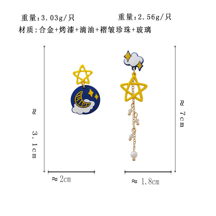 BJ6024自主設計月亮星球S925銀針耳釘2023.06.27