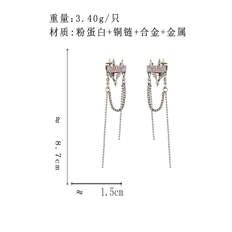 BJ6076自主設計長款個性氣質星星S925銀針耳釘2023.06.16