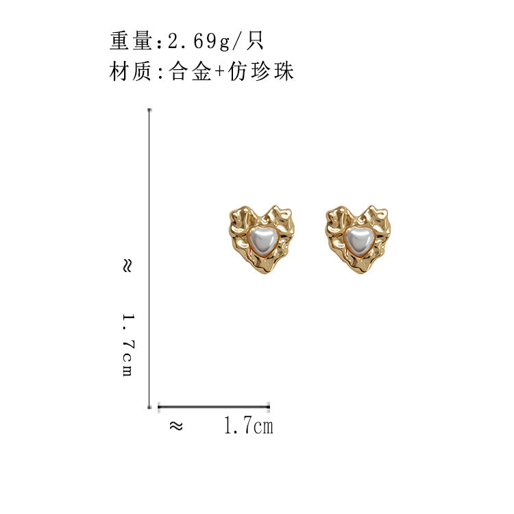 BO5286法式復古個性珍珠愛心S925銀針耳釘氣質百搭鎖骨鏈2023.10.20