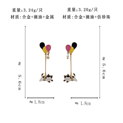 BM5953自主設計長款卡通猫咪撞色氣球愛心星星S925銀針耳釘2023.05.19