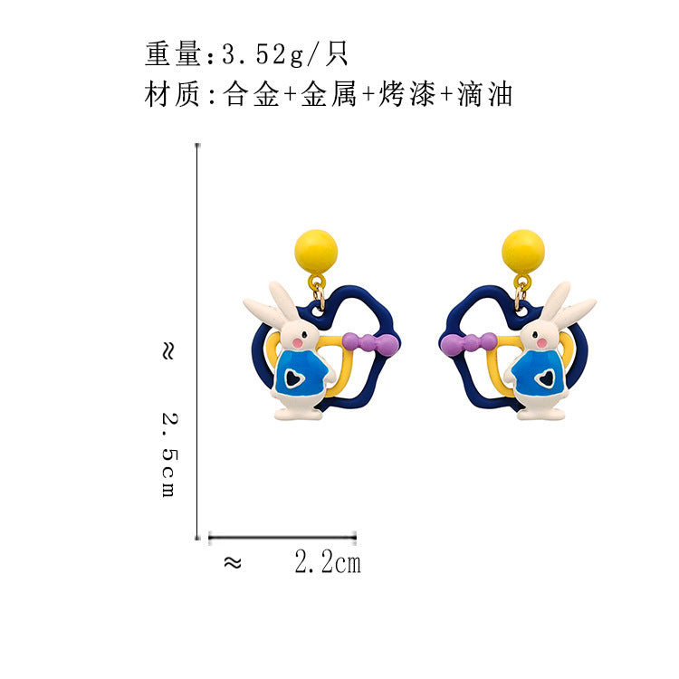 BM6453原創設計撞色可愛甜美小兔子S925銀針耳釘2023.05.16