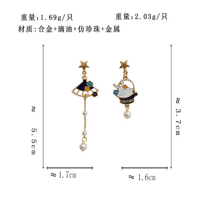 BM6735可愛風不對稱鏈條小白兔S925銀針耳釘2023.05.19