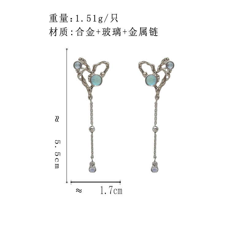 BJ5648自主設計針歐美金屬鏤空愛心鏈條S925銀耳釘2023.06.16