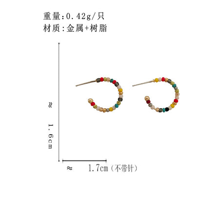 BO6799簡約彩色串珠個性S925銀針耳釘2023.10.20