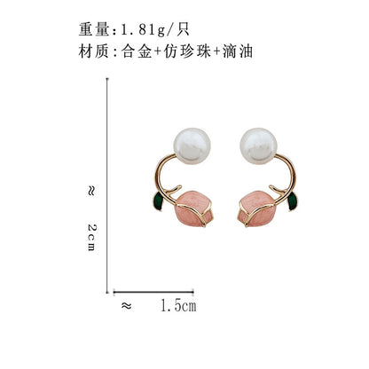 BJ6120韓國氣質珍珠鬱金香花朵S925銀針耳釘2023.06.23