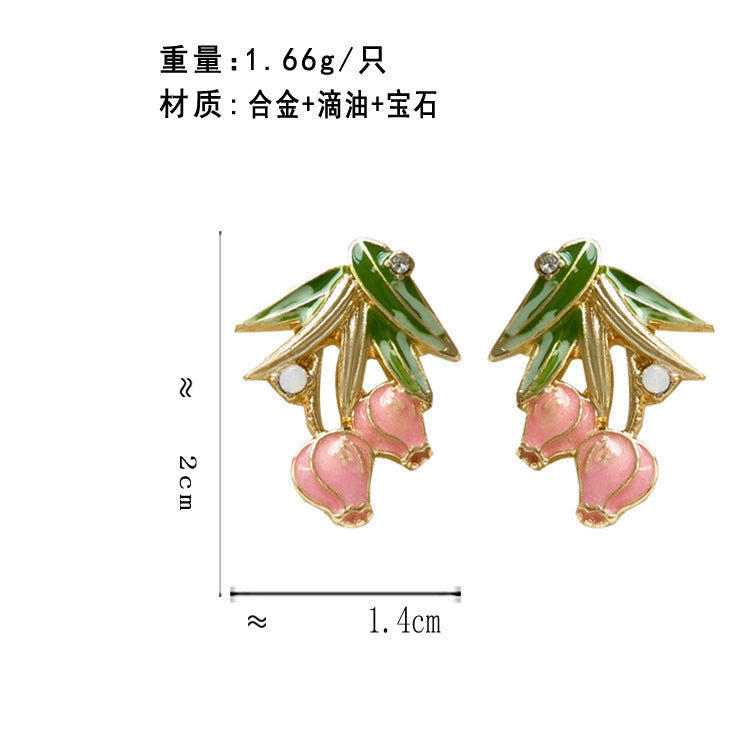 BD7735原創氣質甜美溫柔ins風鬱金香花朵S925銀針耳釘2024.12.03