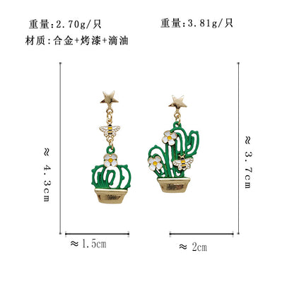 BM7004原創設計森系仙人掌花朵S925銀針耳釘2023.05.26