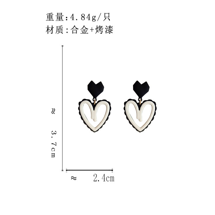 BJ6221原創設計簡約撞色雙愛心S925銀針耳釘2023.06.23