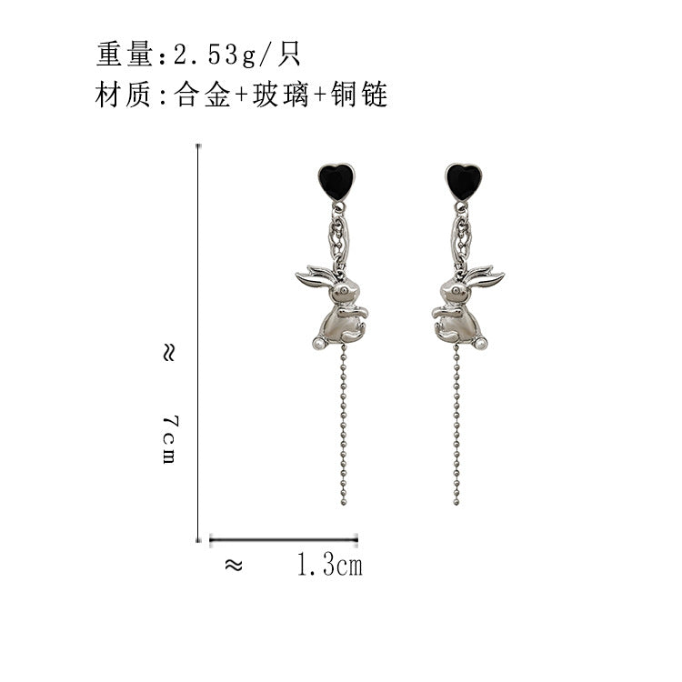 BD7372甜酷金屬感兔子S925銀針長款耳釘2023.12.08