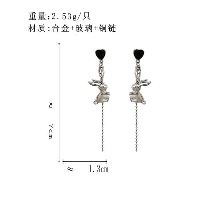 BD7372甜酷金屬感兔子S925銀針長款耳釘2023.12.08