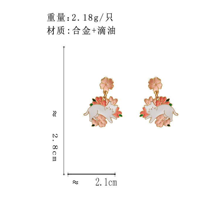 BM6241自主設計粉色俏皮小猫咪花朵S925銀針耳釘2023.05.16