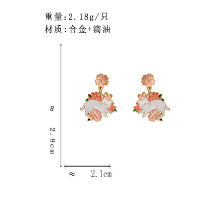 BM6241自主設計粉色俏皮小猫咪花朵S925銀針耳釘2023.05.16