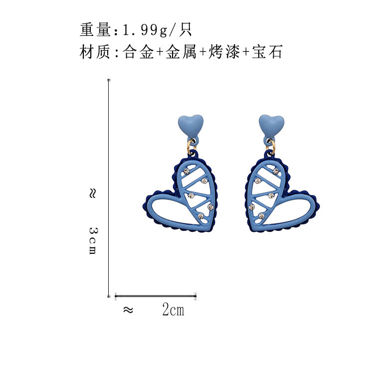 BM6517原創設計不對稱氣質撞色愛心S925銀針耳釘2023.05.16