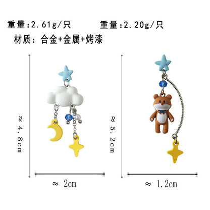 BM3440可愛雲朵不對稱小動物S925銀針耳釘2023.05.23