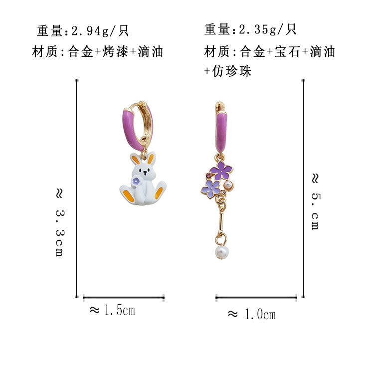BK7161原創設計可愛珠撞色花朵小兔子耳扣2023.07.18