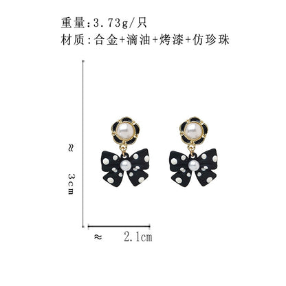 BO4041甜美百搭珍珠波點蝴蝶結耳釘2023.10.20