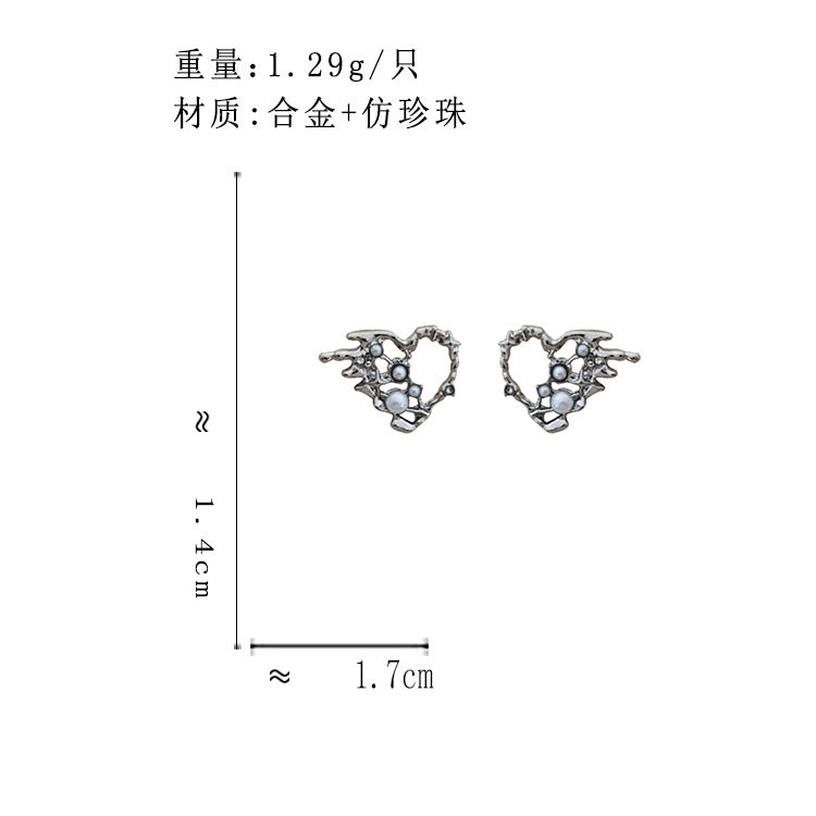 BM7001原創設計不規則鏤空珍珠愛心S925銀針耳釘2023.05.26