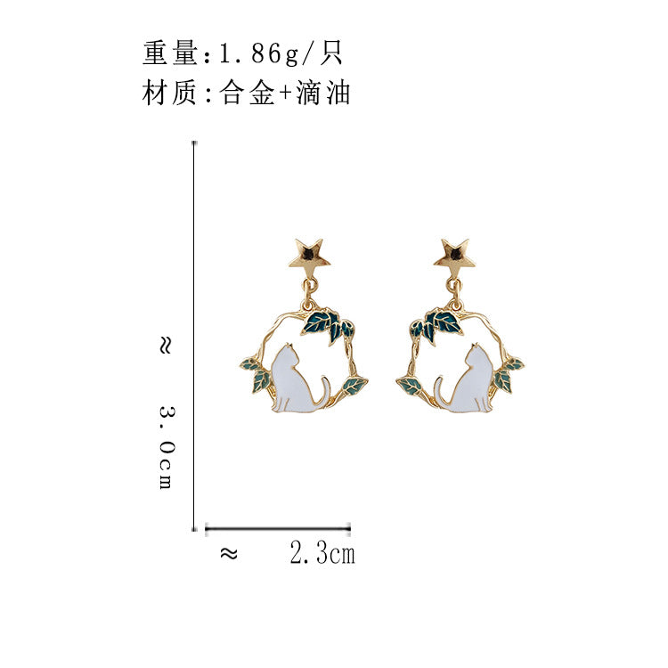 BM6279原創設計不對稱樹葉鏤空小動物S925銀針耳釘2023.05.23