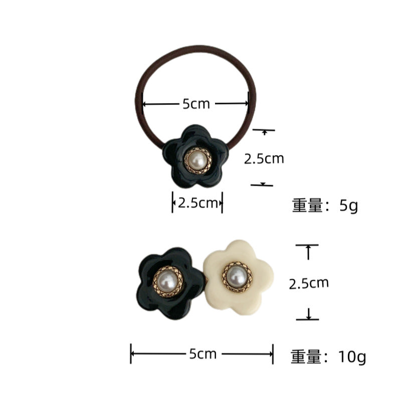 AJ7116氣質小香風珍珠花朵撞色髮圈髮夾2023.06.13