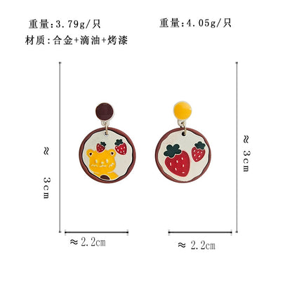 BJ4823自主設計小熊不對稱撞色S925銀針耳釘2023.06.20